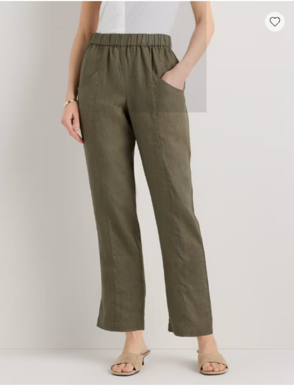 Quince 100% European Linen Tapered Ankle Pants – Light Green – Size Large